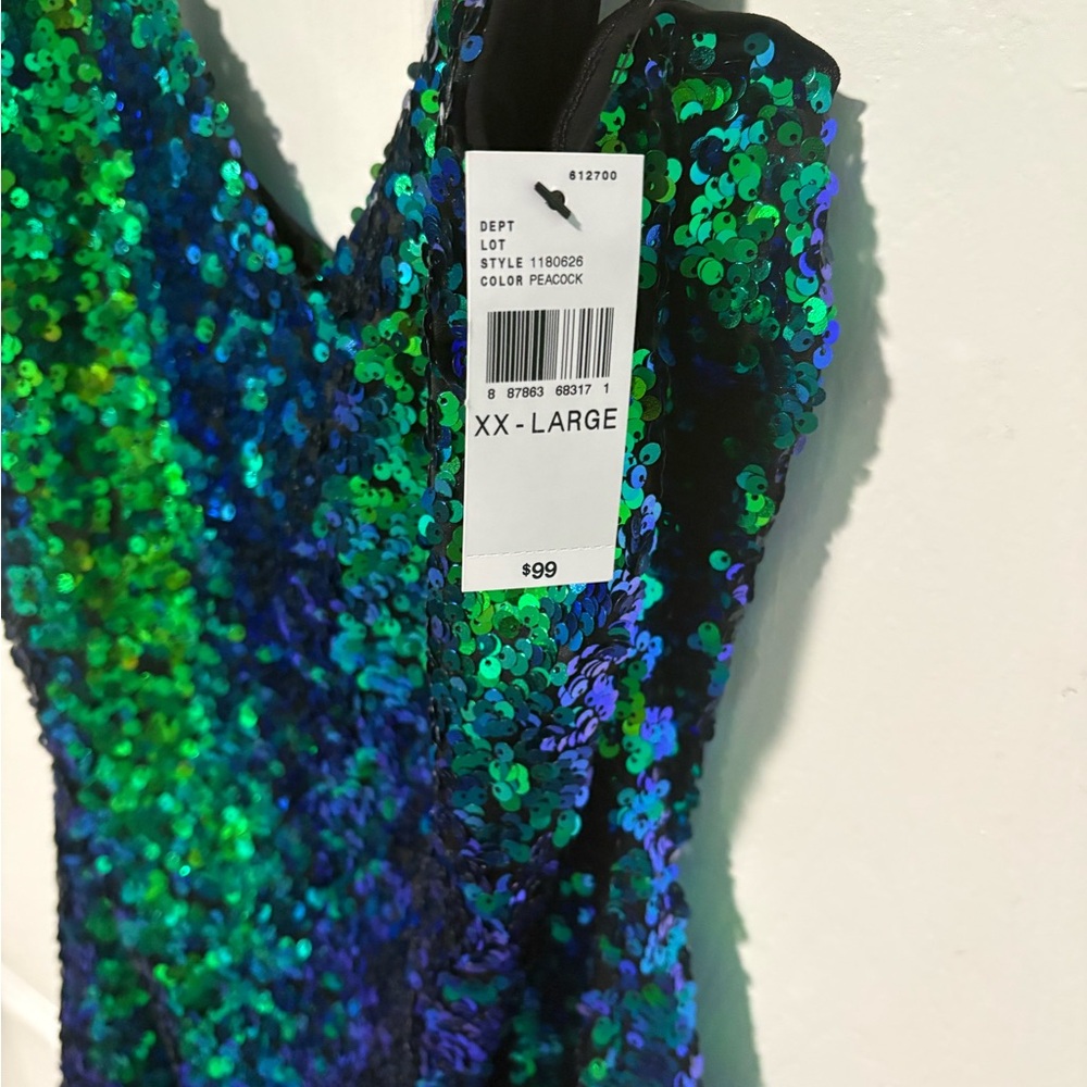 Sequin Dress in Blue and Green